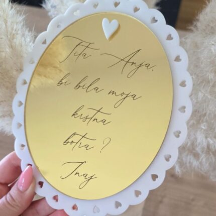 Vabilo za botro/botra – personalizirana zrcalna tablica